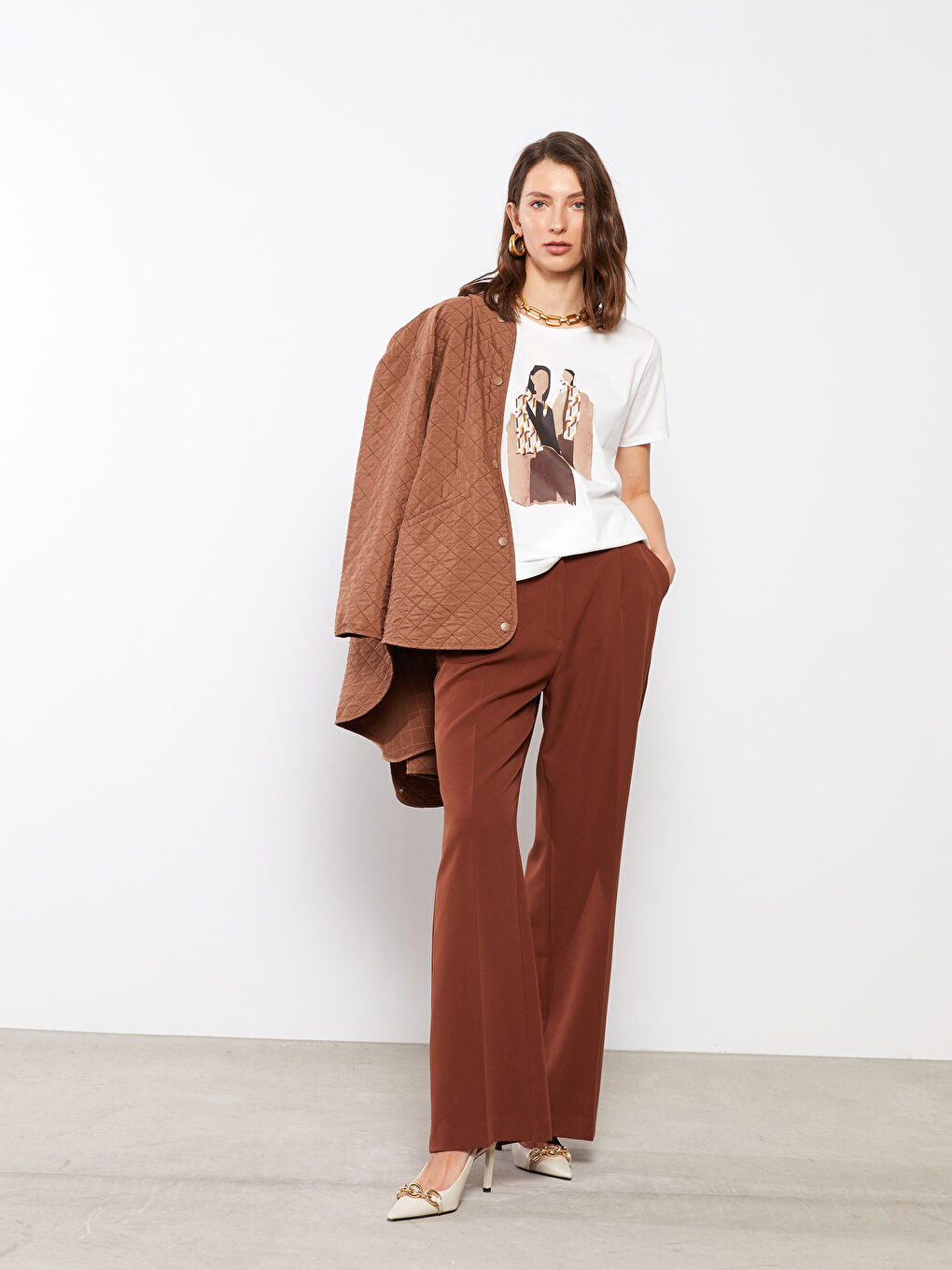 Comfortable Fit Straight Pocket Detailed Wide Leg Women's Trousers-2