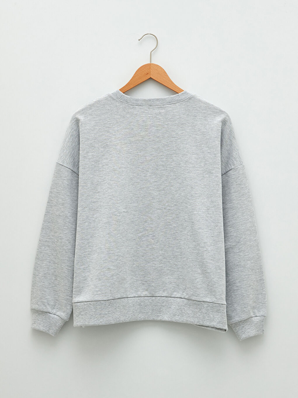 Gri Bisiklet Yaka Snoopy Baskılı Uzun Kollu Oversize Kadın Sweatshirt-6