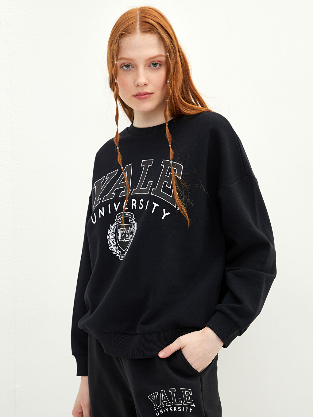 Crew Neck Yale University Women's Printed Sweatshirt -S2DB23Z8-HFF