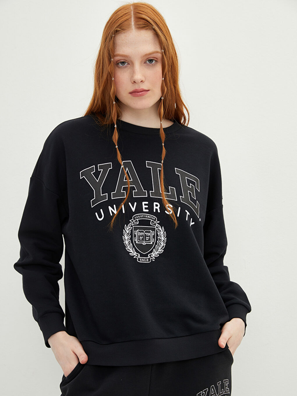 Crew Neck Yale University Women's Printed Sweatshirt -S2DB23Z8-HFF