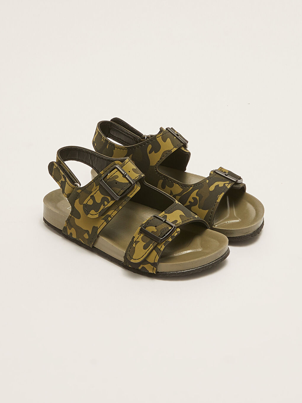 Sandale pentru Bebeluși Băieți cu Detalii Cataramă Dublă și Închidere cu Bandă Velcro