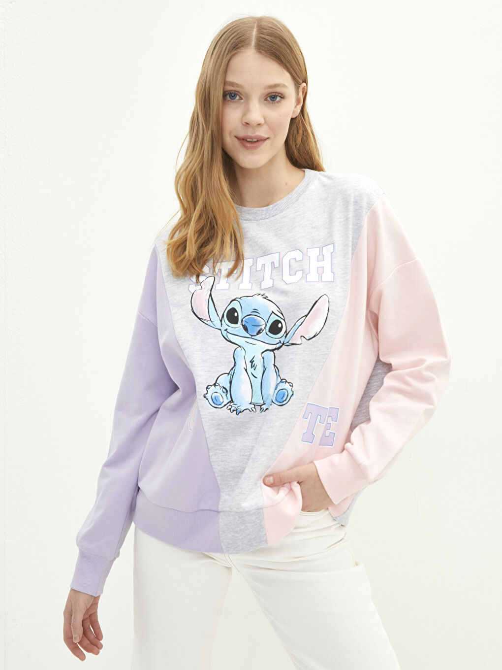 LCW Vision Dukserica za Ženski Okrugli izrez Lilo & Stitch Štampano Dugi rukav -S2DB27Z8-LAL