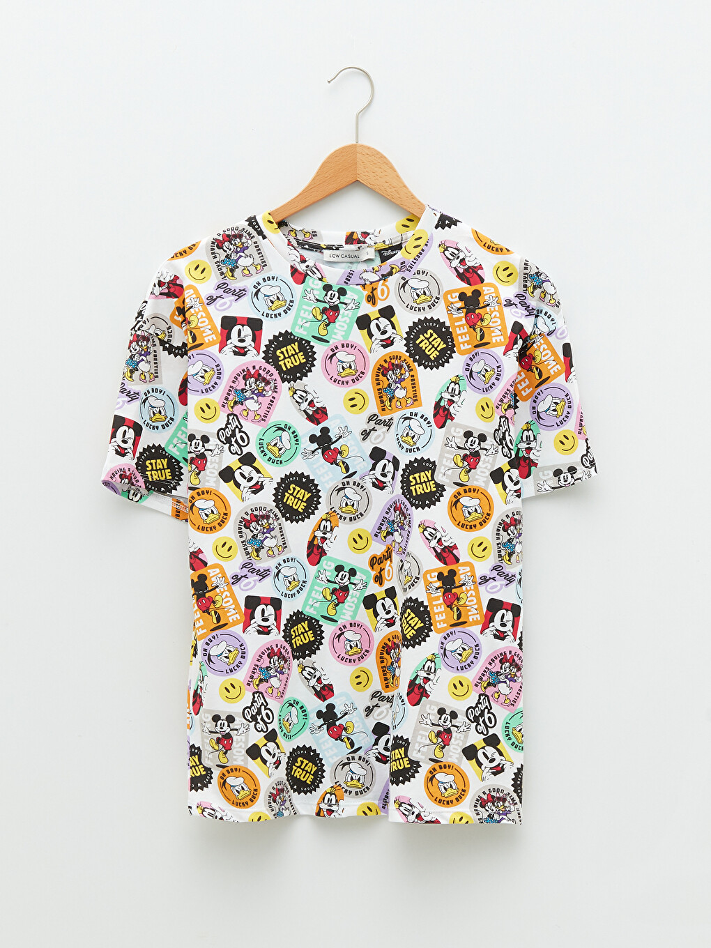 Crew Neck Mickey Mouse Printed Short Sleeve Women's T-Shirt-5