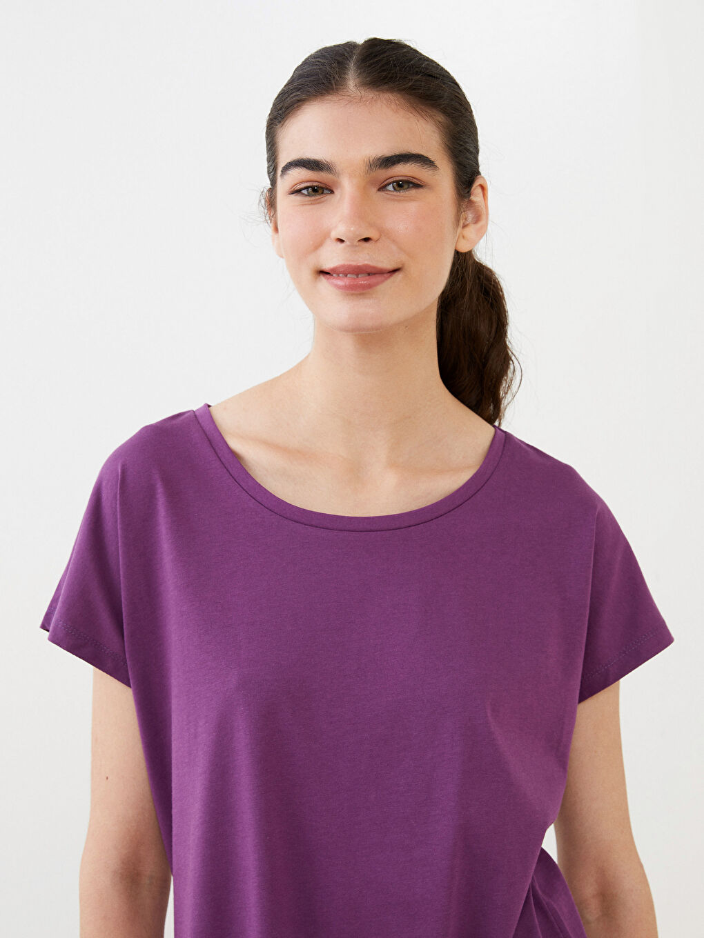 Crew Neck Straight Short Sleeve Cotton Women's Pajamas Set-3