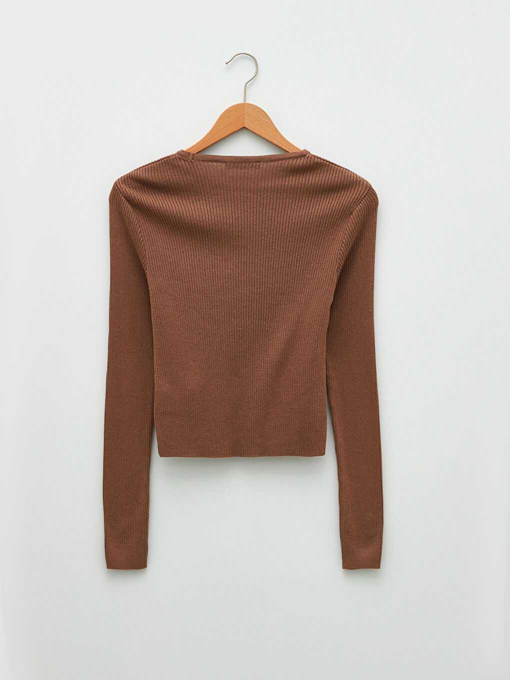 سترة تريكو كم طويل عادي ياقة دائرية رفيع للسيدات-6