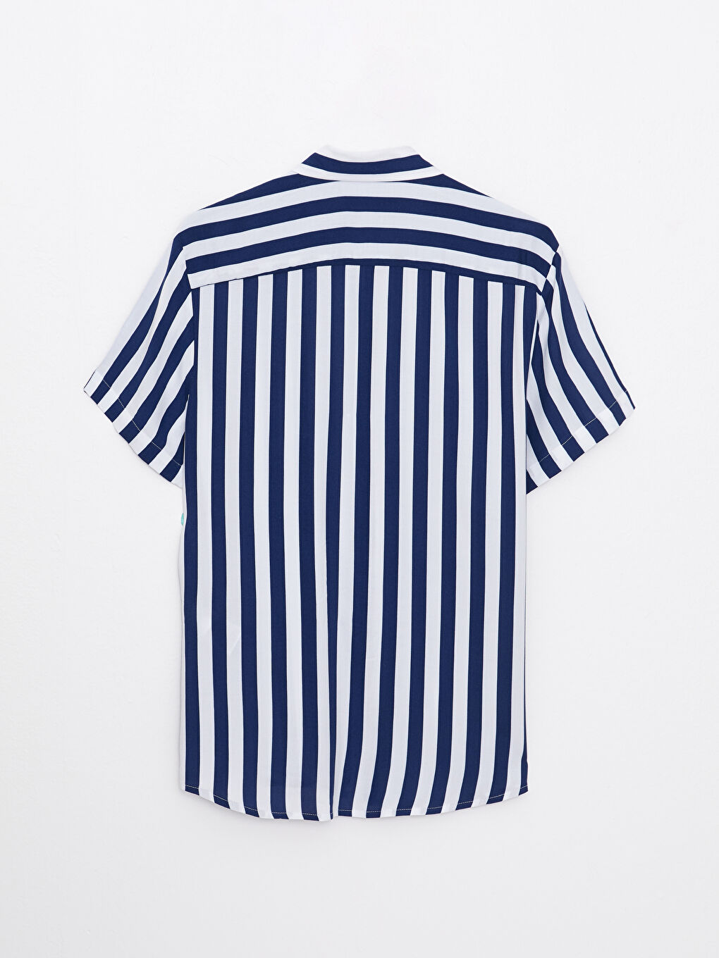 Lacivert Regular Fit Kısa Kollu Çizgili Poplin Erkek Gömlek-6