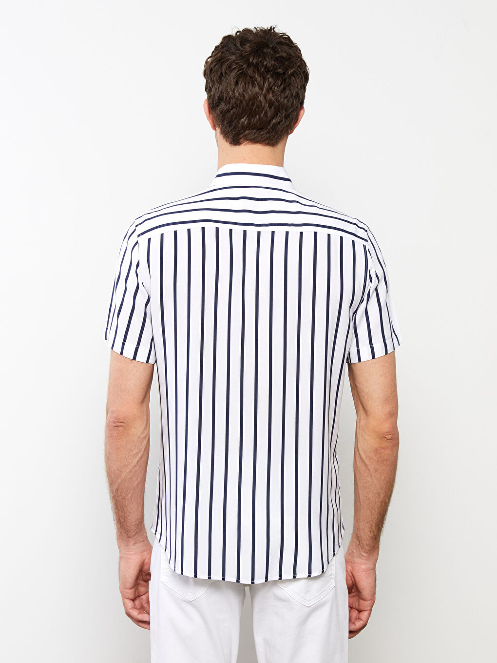 Standardni kroj Kratki rukav Prugasta Viskoza Muška Košulja-5