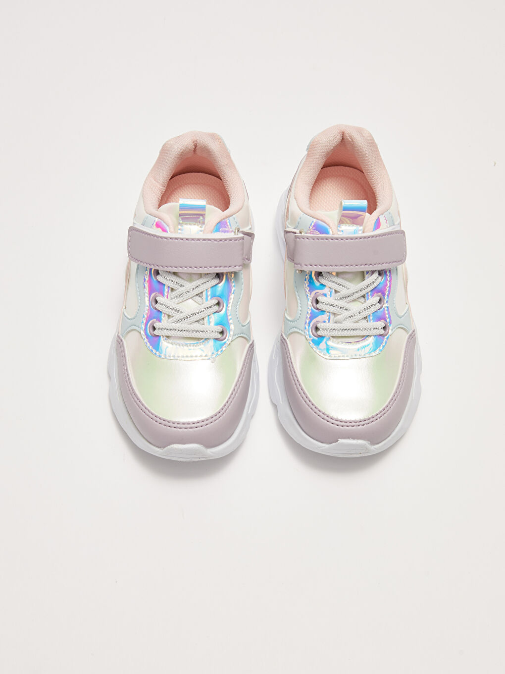 LCW STEPS Shiny Look Lace And Hook and Loop Closure Girl's Sneakers -S2DB63Z4-FYE