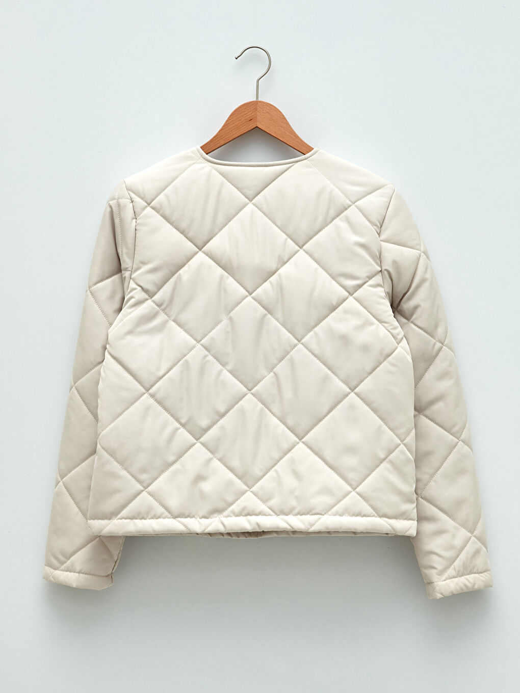 Geacă din puf pentru Femei cu Guler Rotund, Model Matlasat, Mânecă Lungă-6