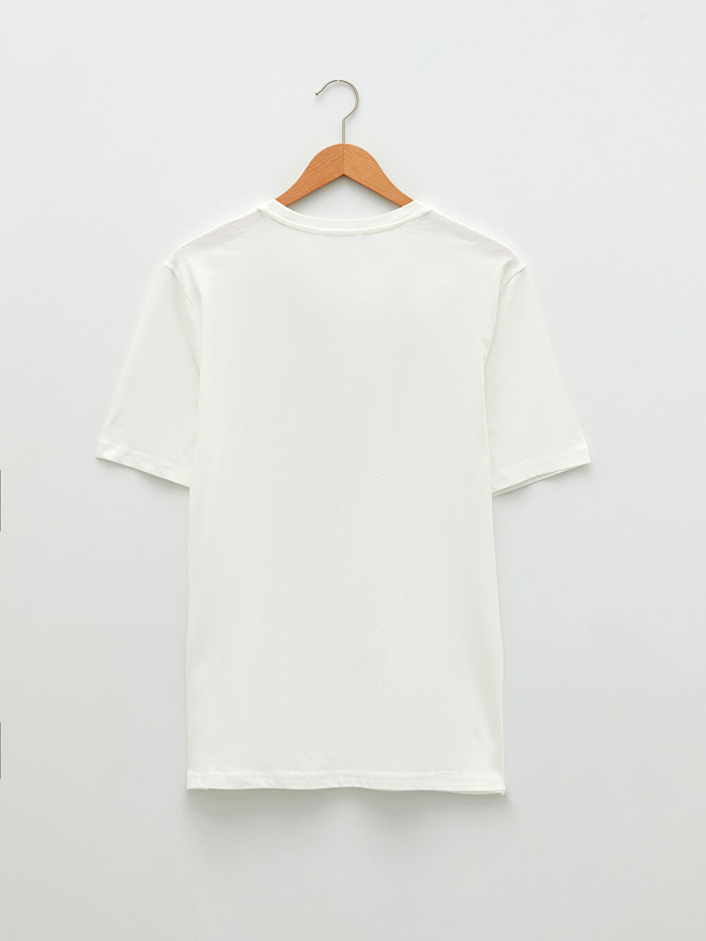 Ekru Bisiklet Yaka Kısa Kollu Baskılı Penye Erkek Tişört-5