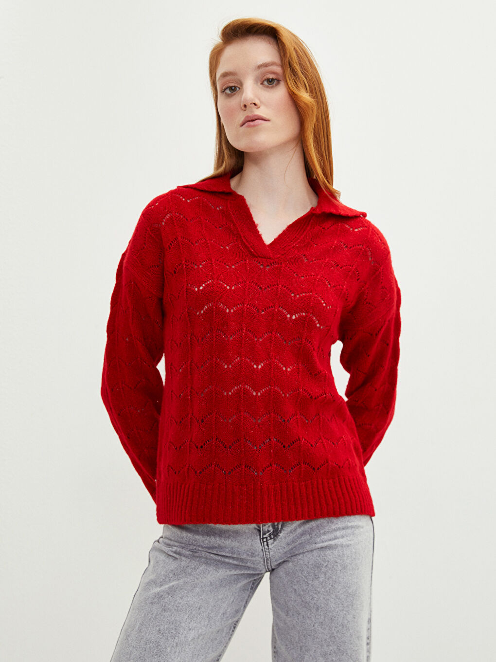 Pull-over en Tricot à Col roulé, À motifs, Manches longues pour Femmes-1