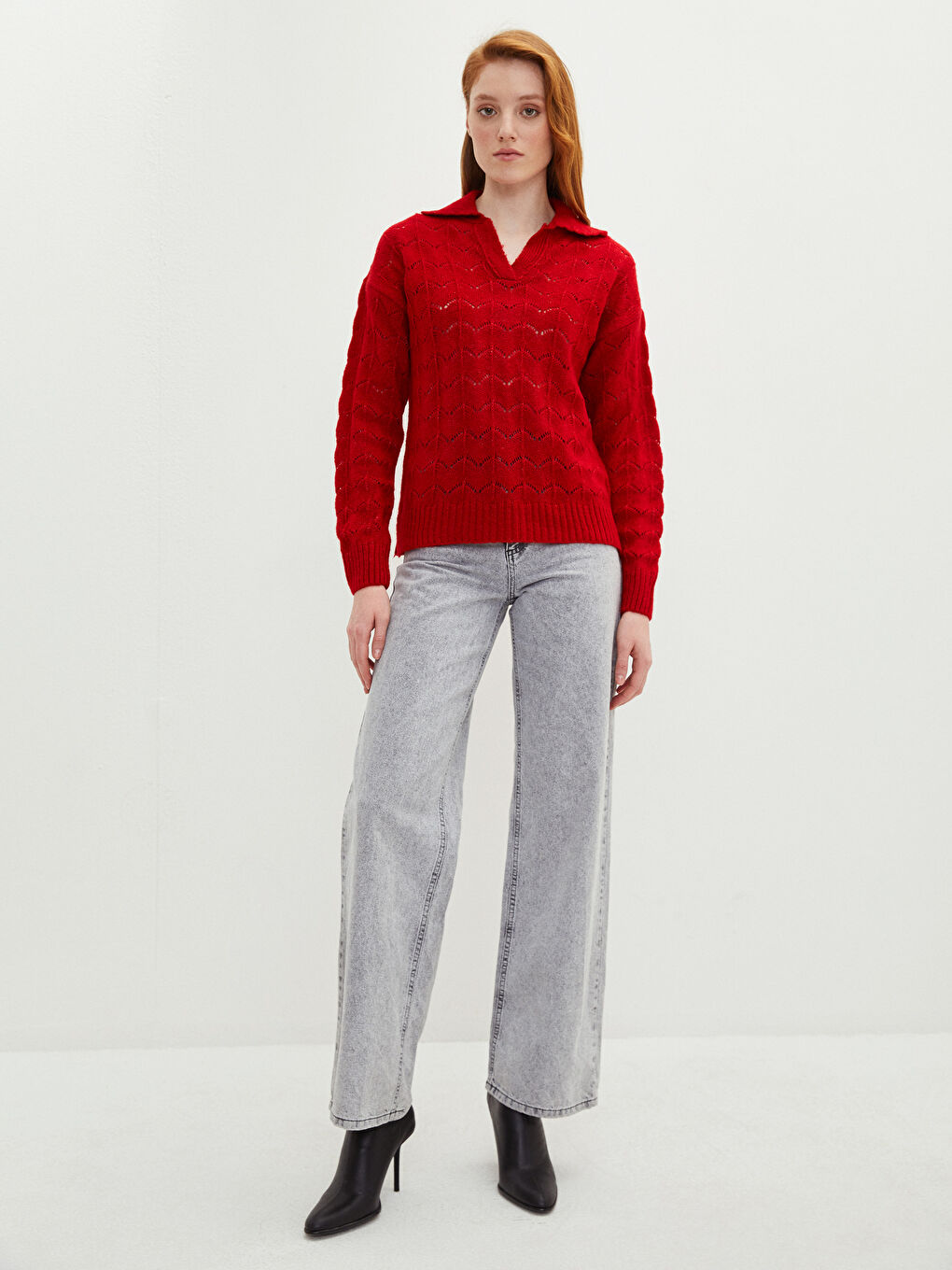 Pull-over en Tricot à Col roulé, À motifs, Manches longues pour Femmes-2
