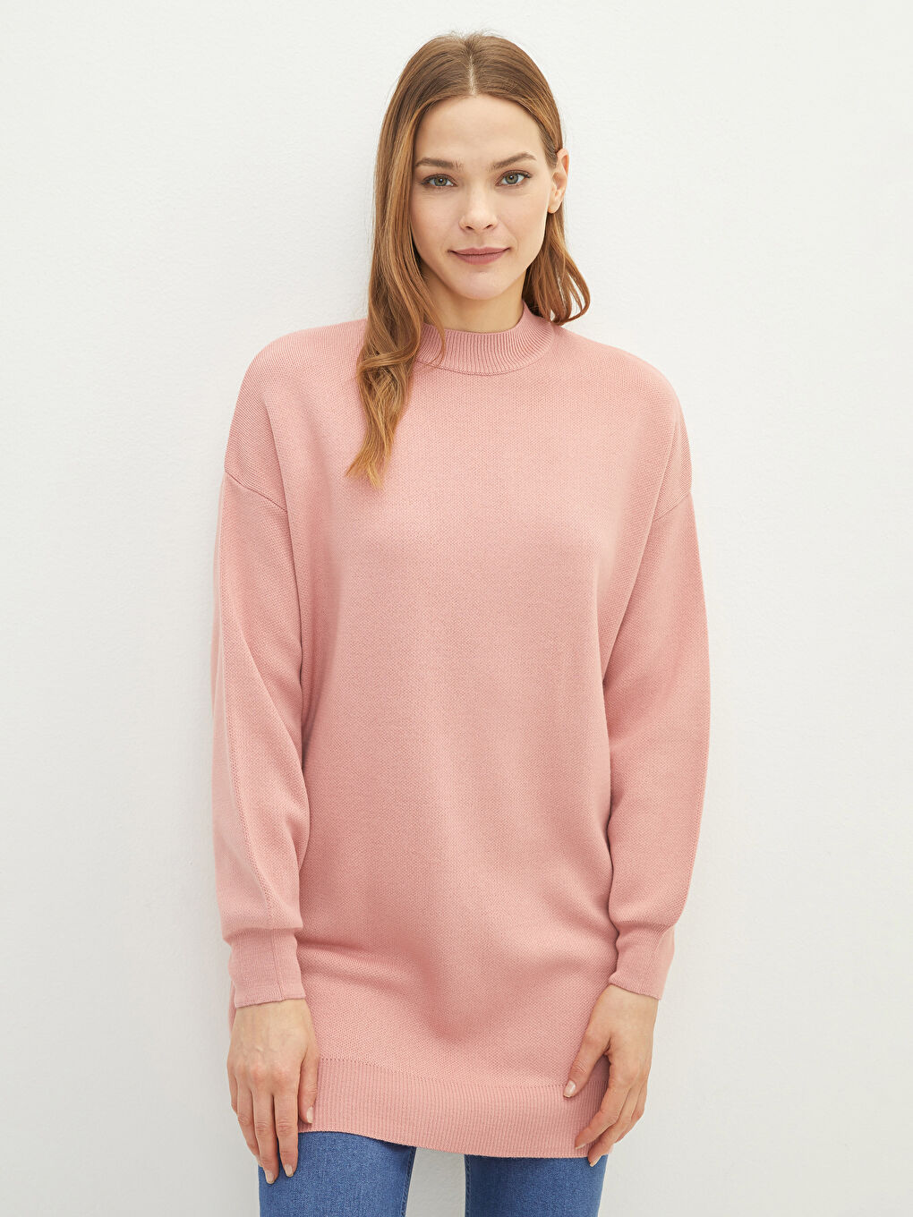 تونيك تريكو بياقة قمع للسيدات-1