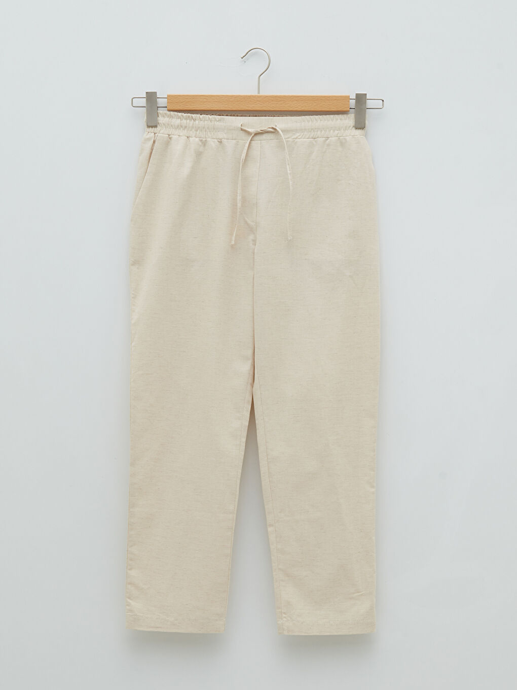 High Waist Elastic Comfortable Fit Straight Pocket Detailed Women's Trousers-4