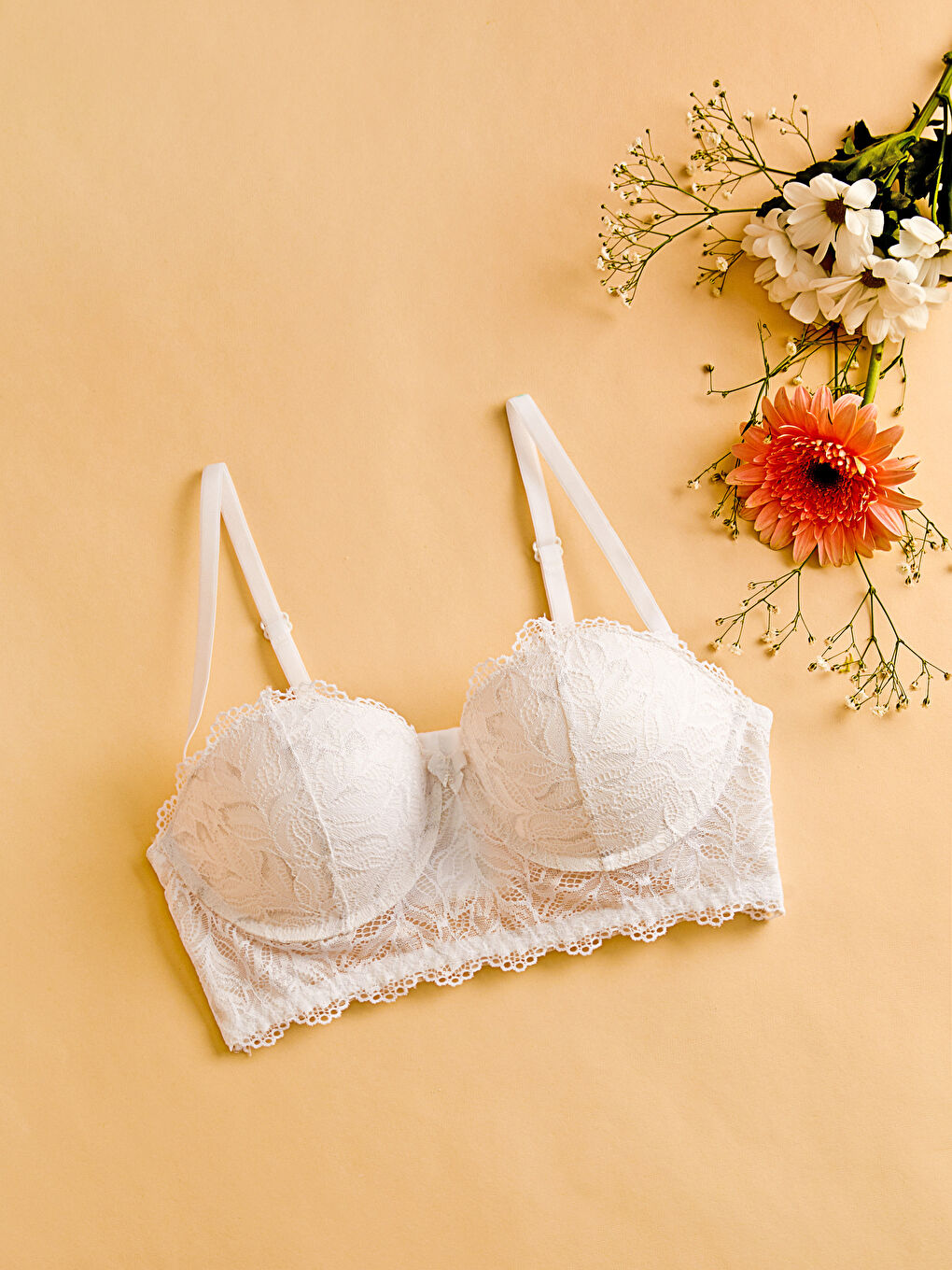 Sutien Elegant Mireasă Fantezie cu Dantelă, cu Sârmă și Ușor Căptușit