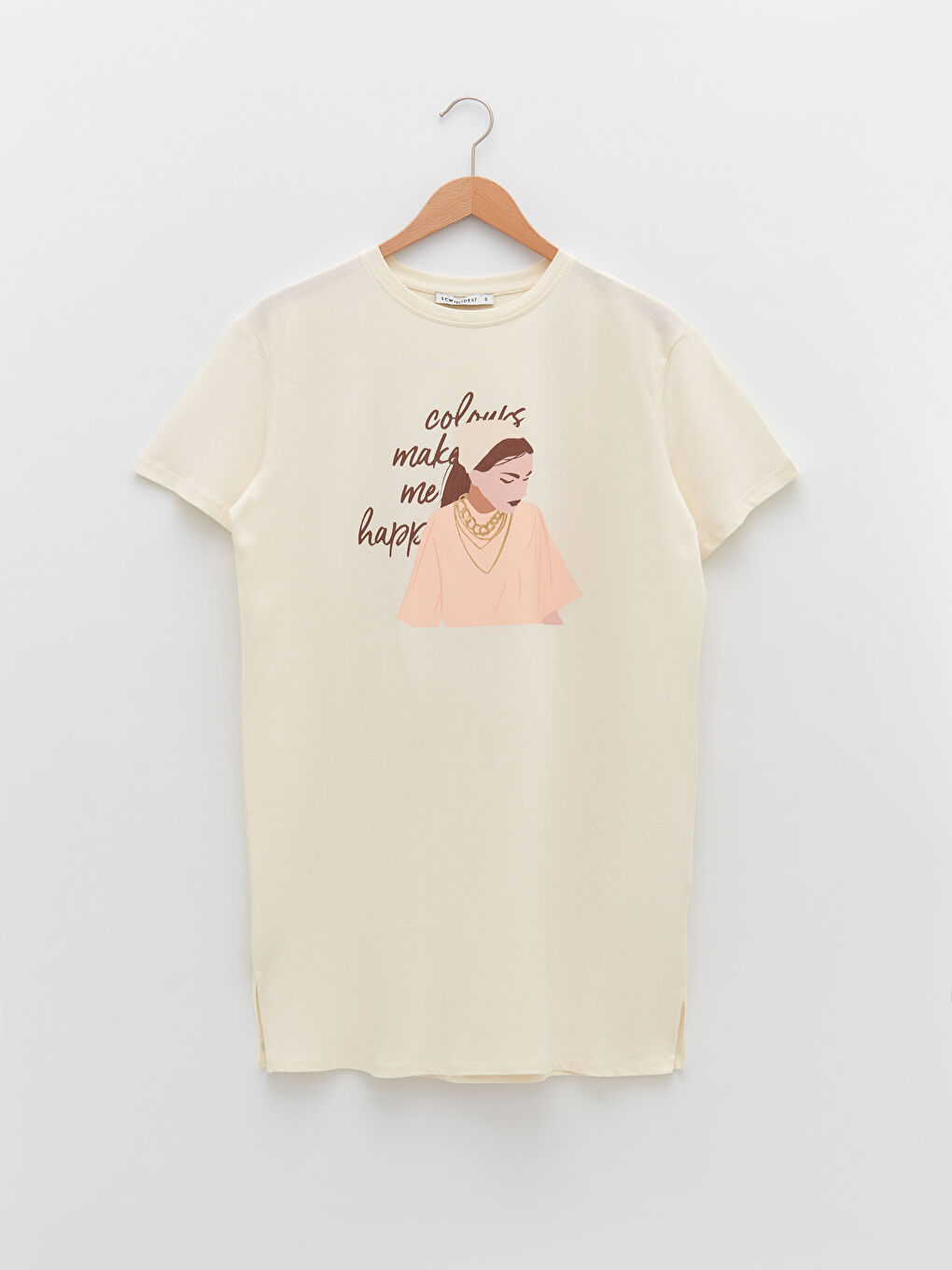 Crew Neck Printed Short Sleeve Cotton Women's Tunic-4