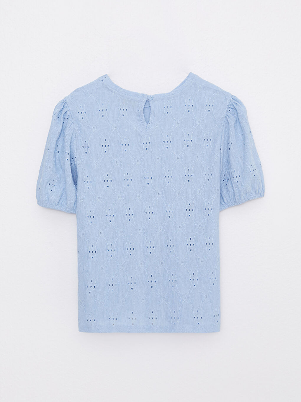 Crew Neck Short Sleeve Patterned Girl's Blouse-1