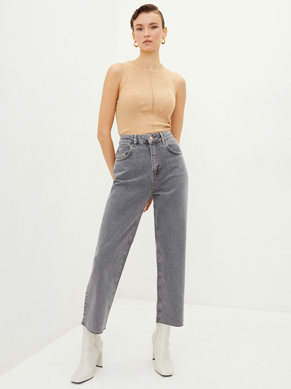 High Waist Standard Fit Pocket Detailed Women's Jean Trousers -S2DC68Z8-KSM
