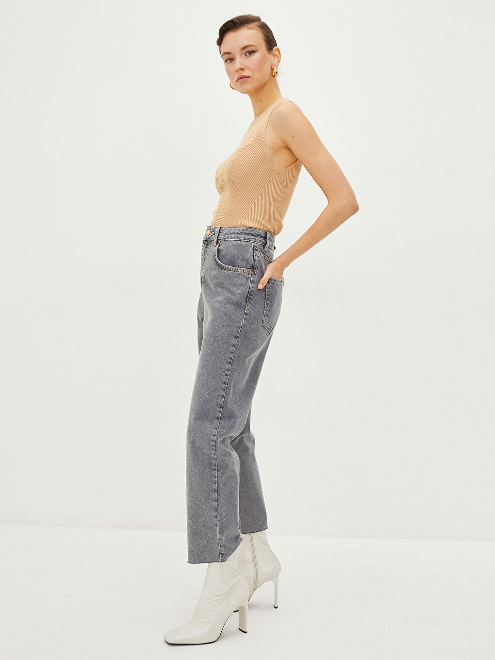 High Waist Standard Fit Pocket Detailed Women's Jean Trousers -S2DC68Z8-KSM