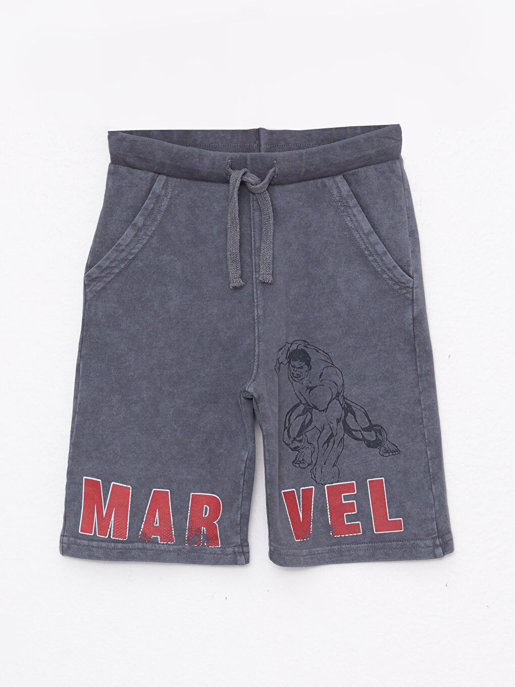 Gri Beli Lastikli Marvel Baskılı Erkek Çocuk Şort