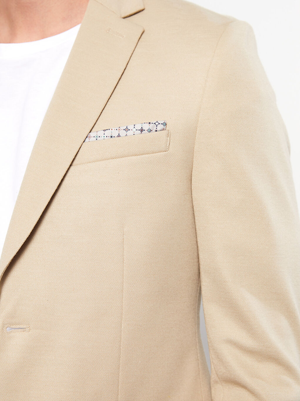 Bej Dar Kalıp Erkek Blazer Ceket-2