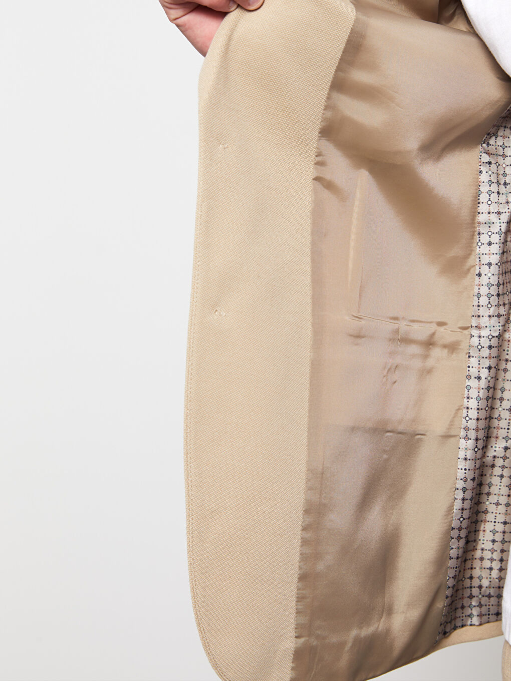 Bej Dar Kalıp Erkek Blazer Ceket-3