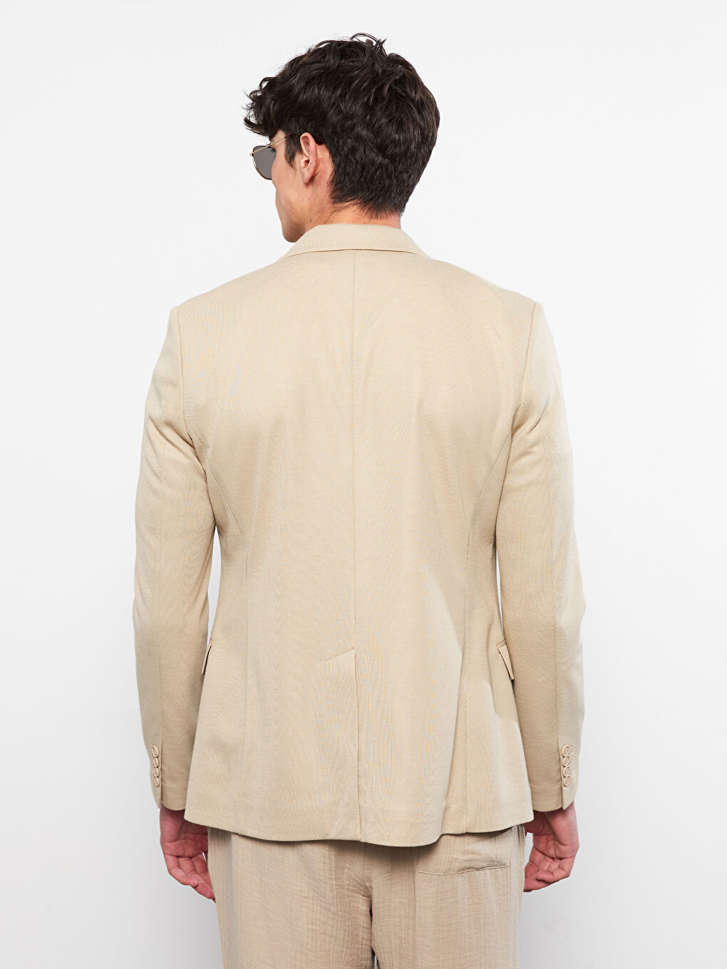 Bej Dar Kalıp Erkek Blazer Ceket-4