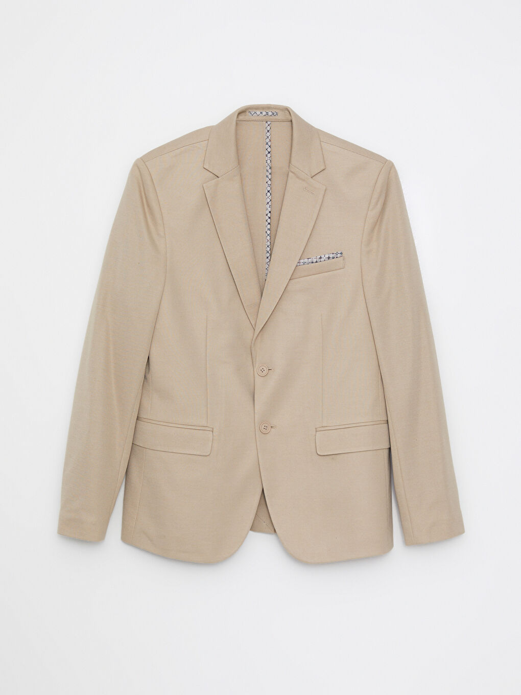 Bej Dar Kalıp Erkek Blazer Ceket-5