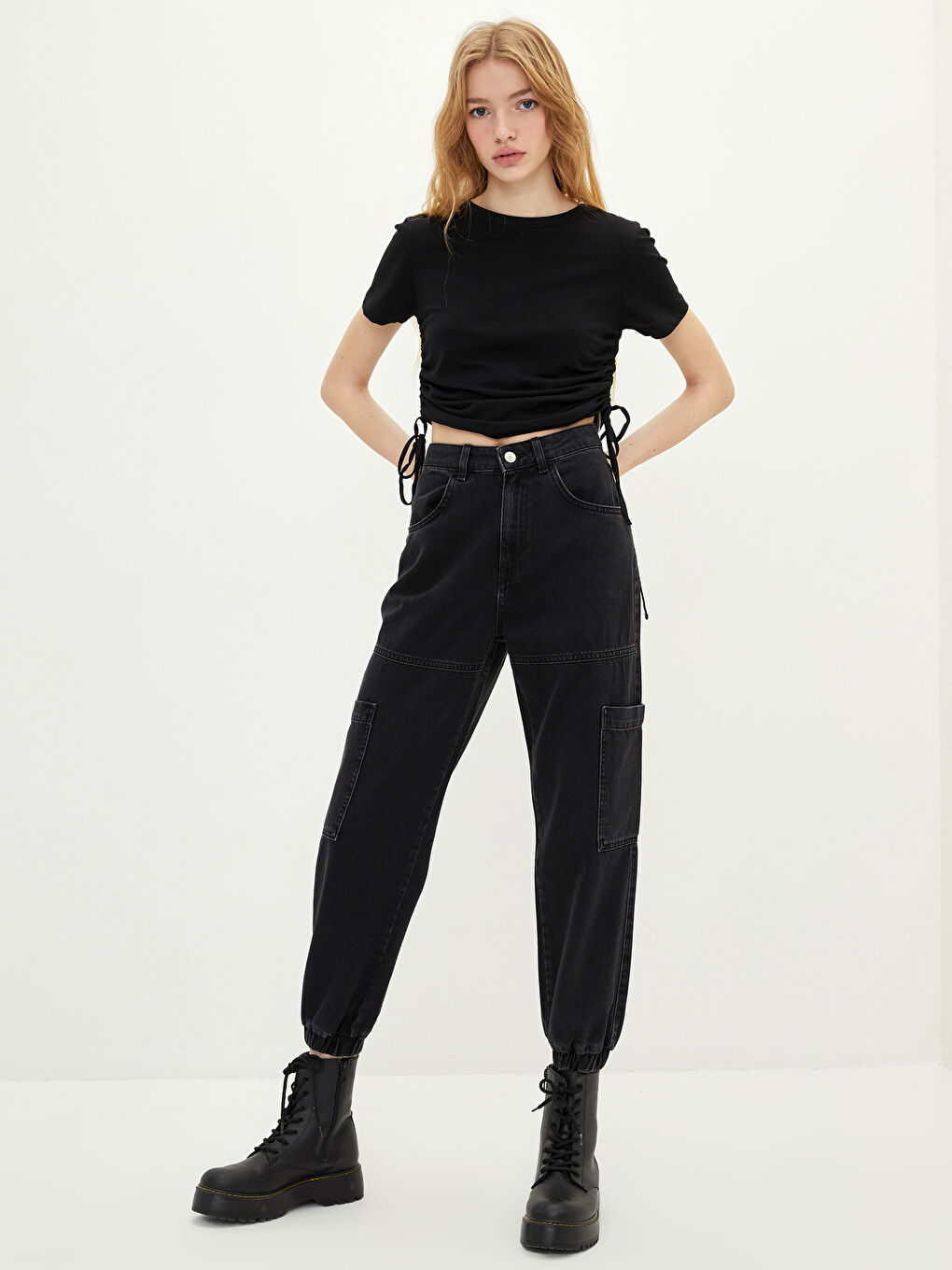 Blugi Jogger cu Talie Înaltă pentru Femei-1