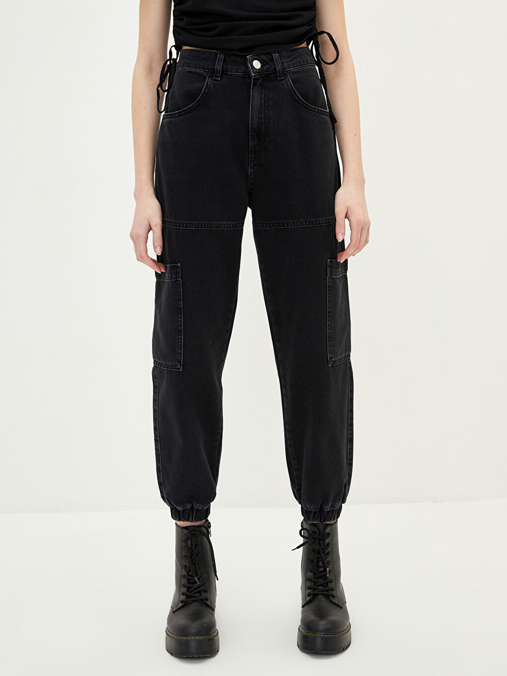 Blugi Jogger cu Talie Înaltă pentru Femei-3