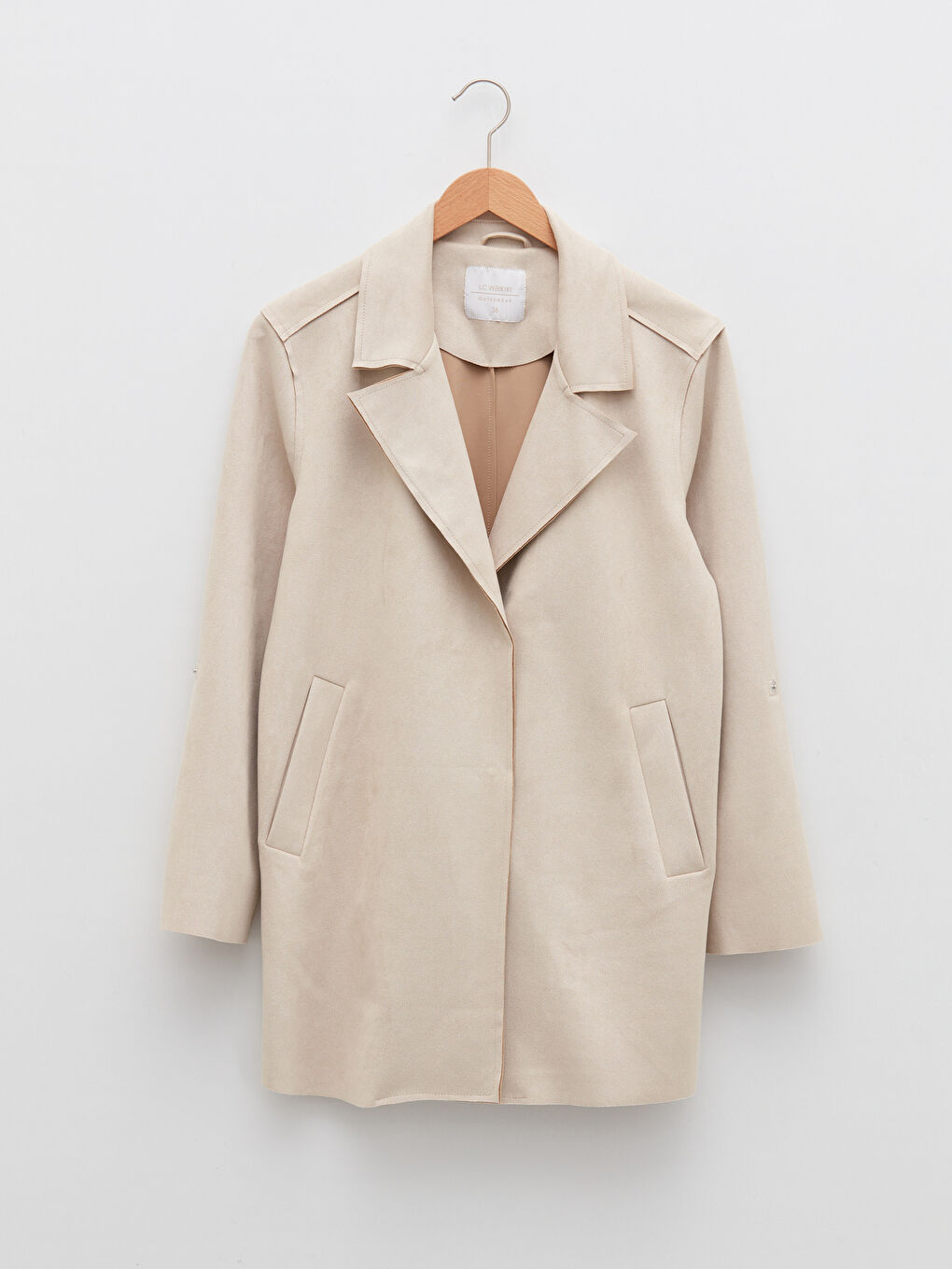 Žena BEŽ Kaput od umjetne kože-5