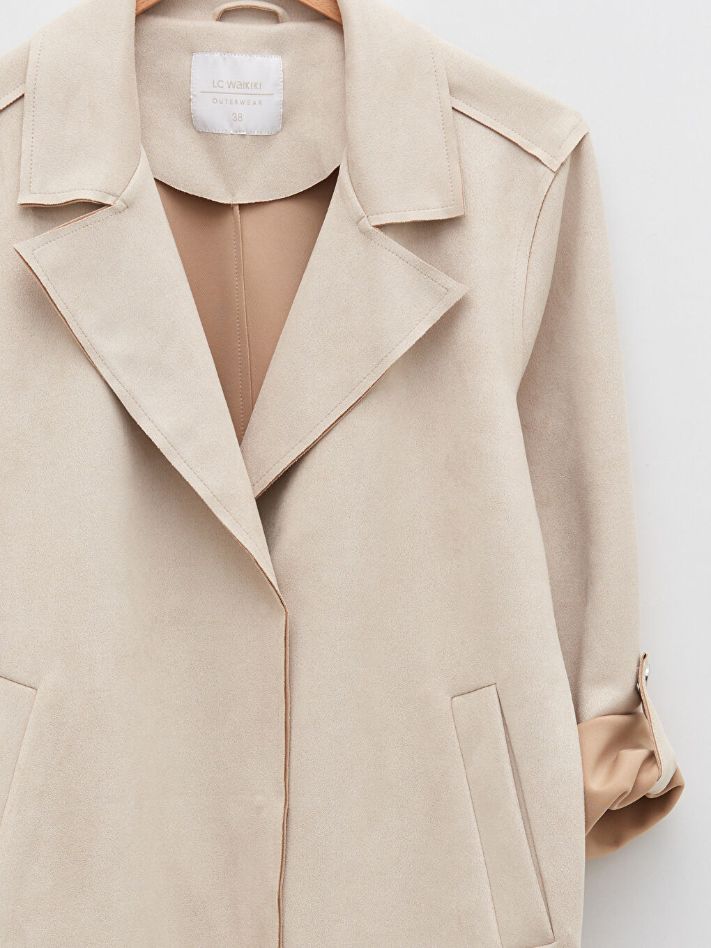 Žena BEŽ Kaput od umjetne kože-7