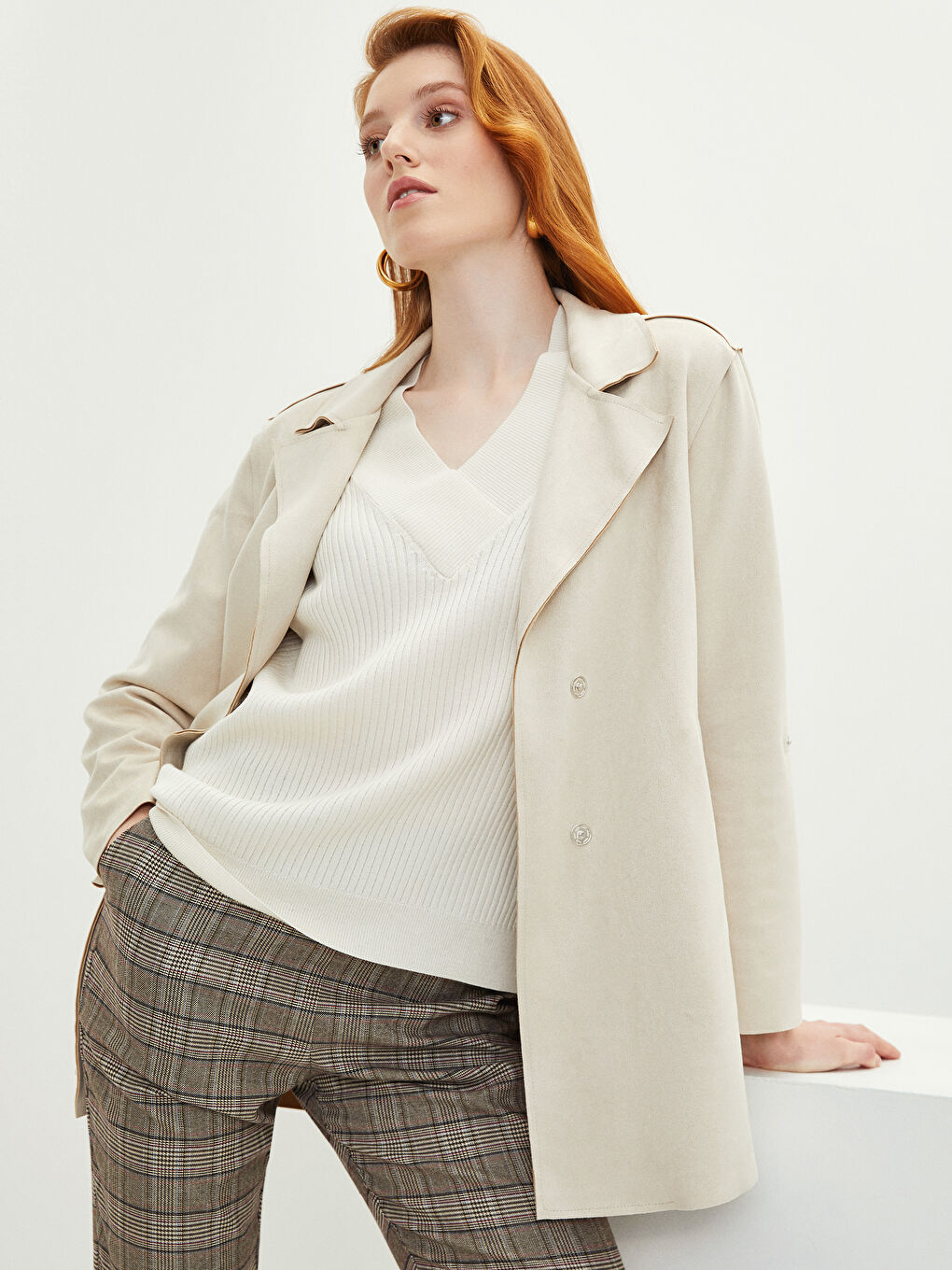 Žena BEŽ Kaput od umjetne kože