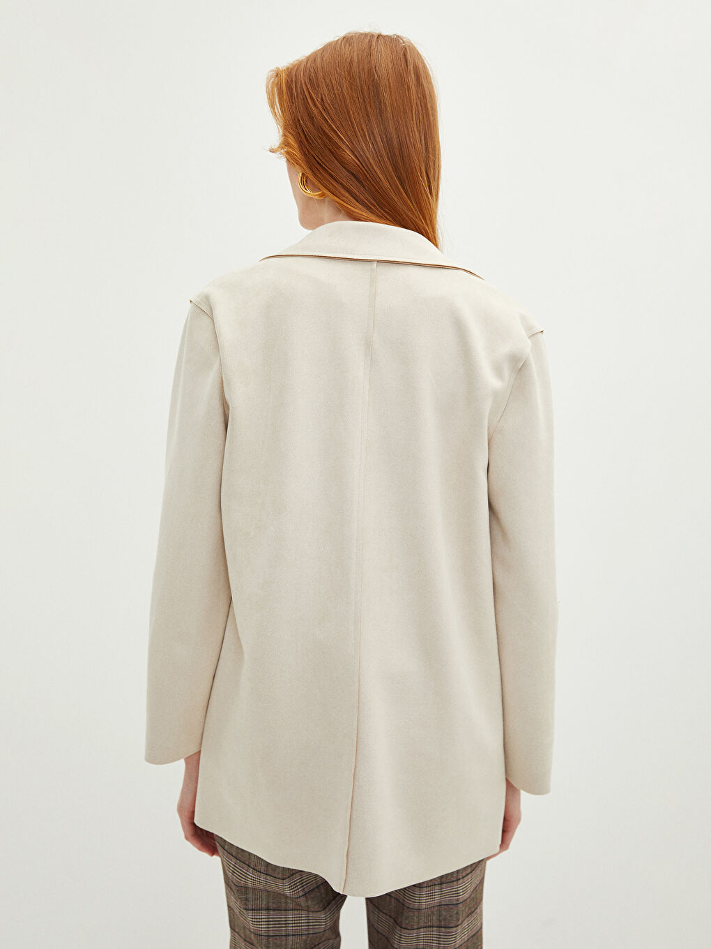 Žena BEŽ Kaput od umjetne kože-4