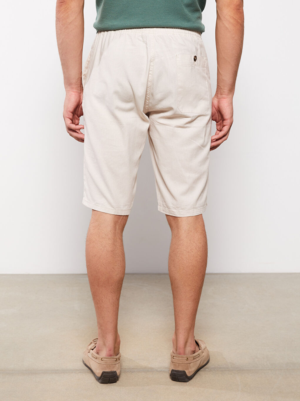 Gri Standart Kalıp Gabardin Erkek Şort-4