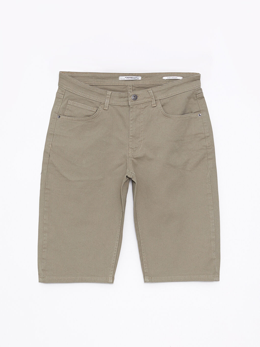 Haki Standart Kalıp Bermuda Erkek Şort-5