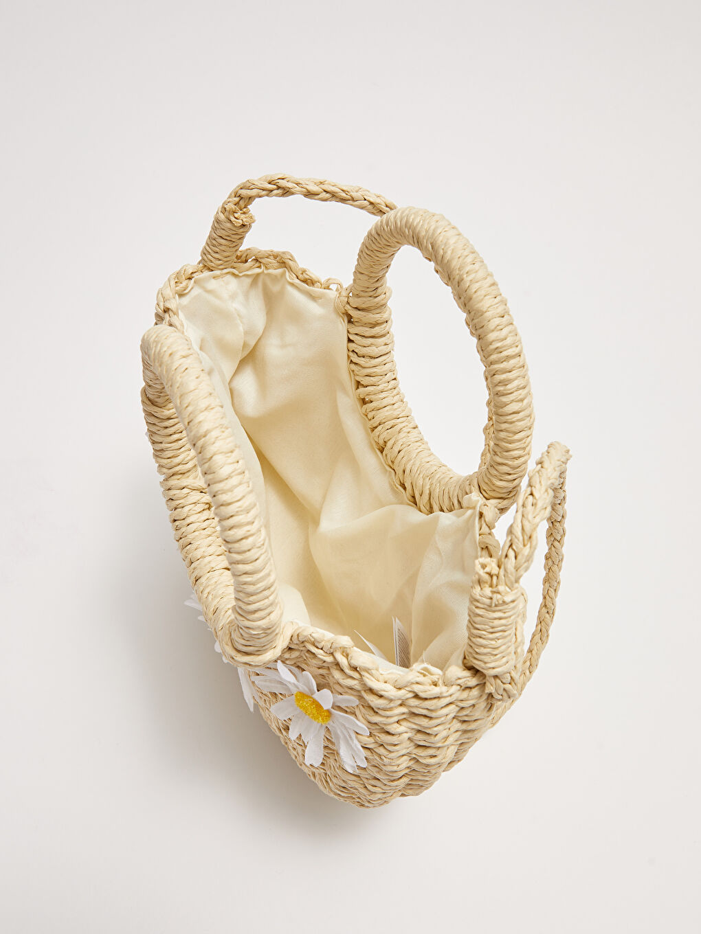 Сумка с соломенной ручкой с аппликацией ромашки для девочек-3