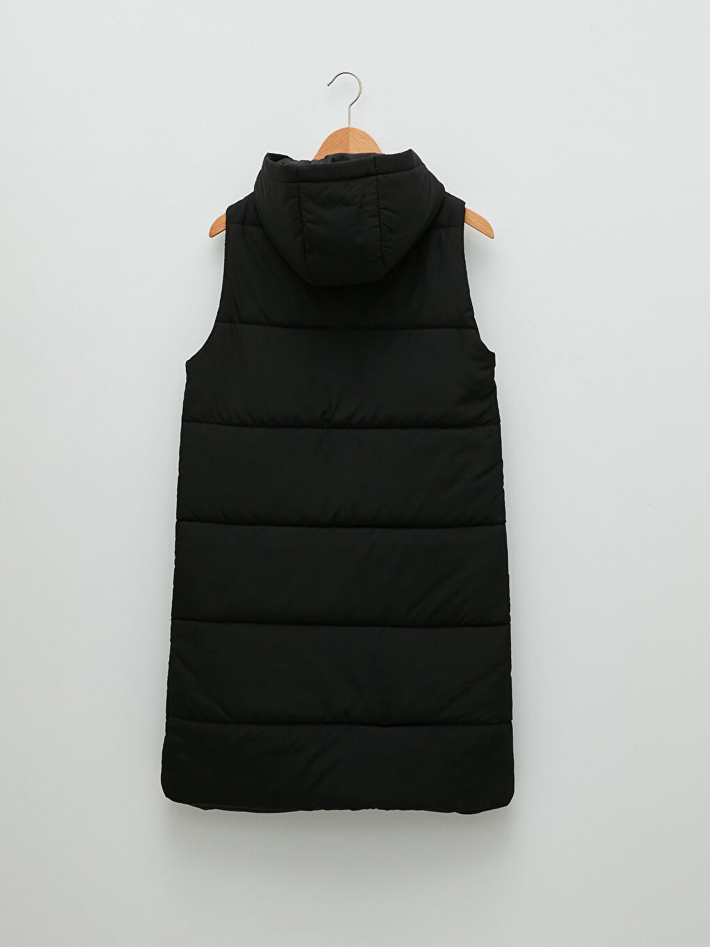 Hooded Plain Pocket Detailed Women's Inflatable Vest-7