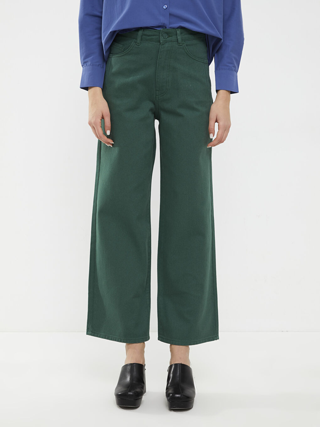 LCW Jeans Women's High Waist Wideleg Straight Pocket Detailed Jean Trousers -S2DD29Z8-HPP