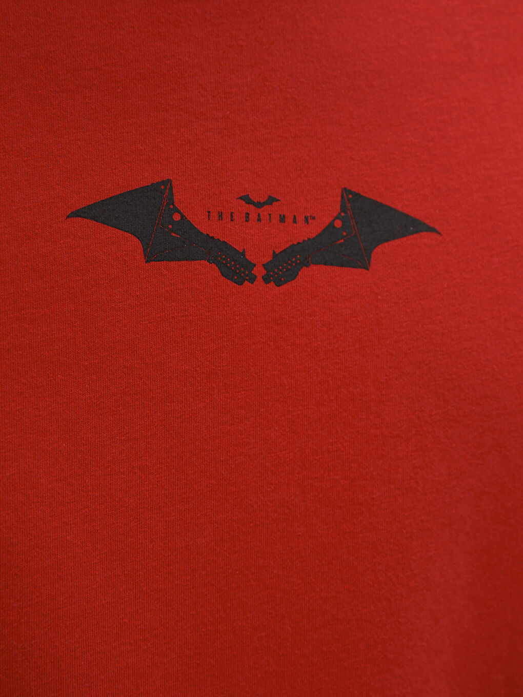 Kırmızı Bisiklet Yaka Kısa Kollu Batman Baskılı Penye Erkek Tişört-3