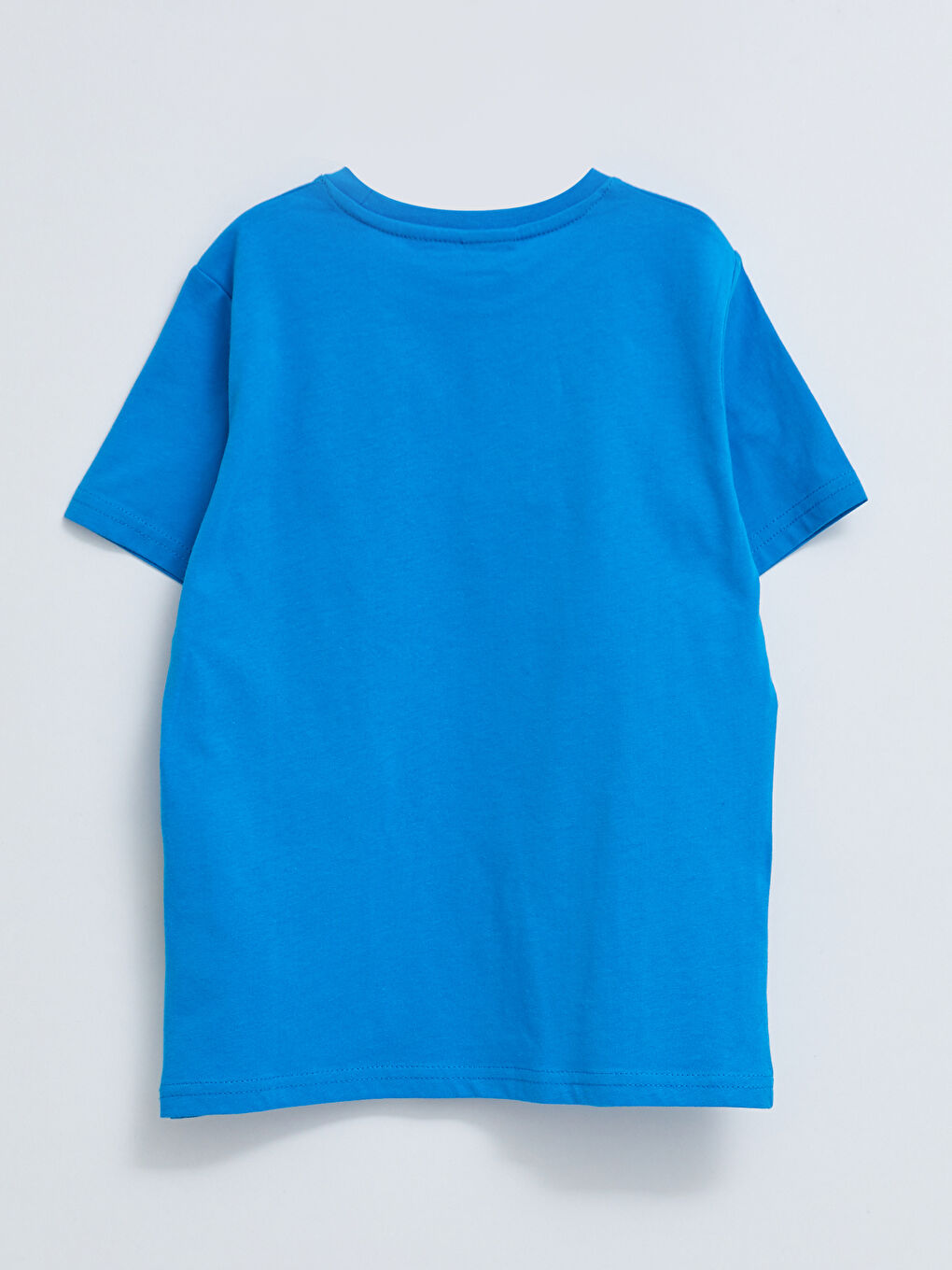 Mavi Bisiklet Yaka Daffy Duck Baskılı Kısa Kollu Pamuklu Erkek Çocuk Tişört-1