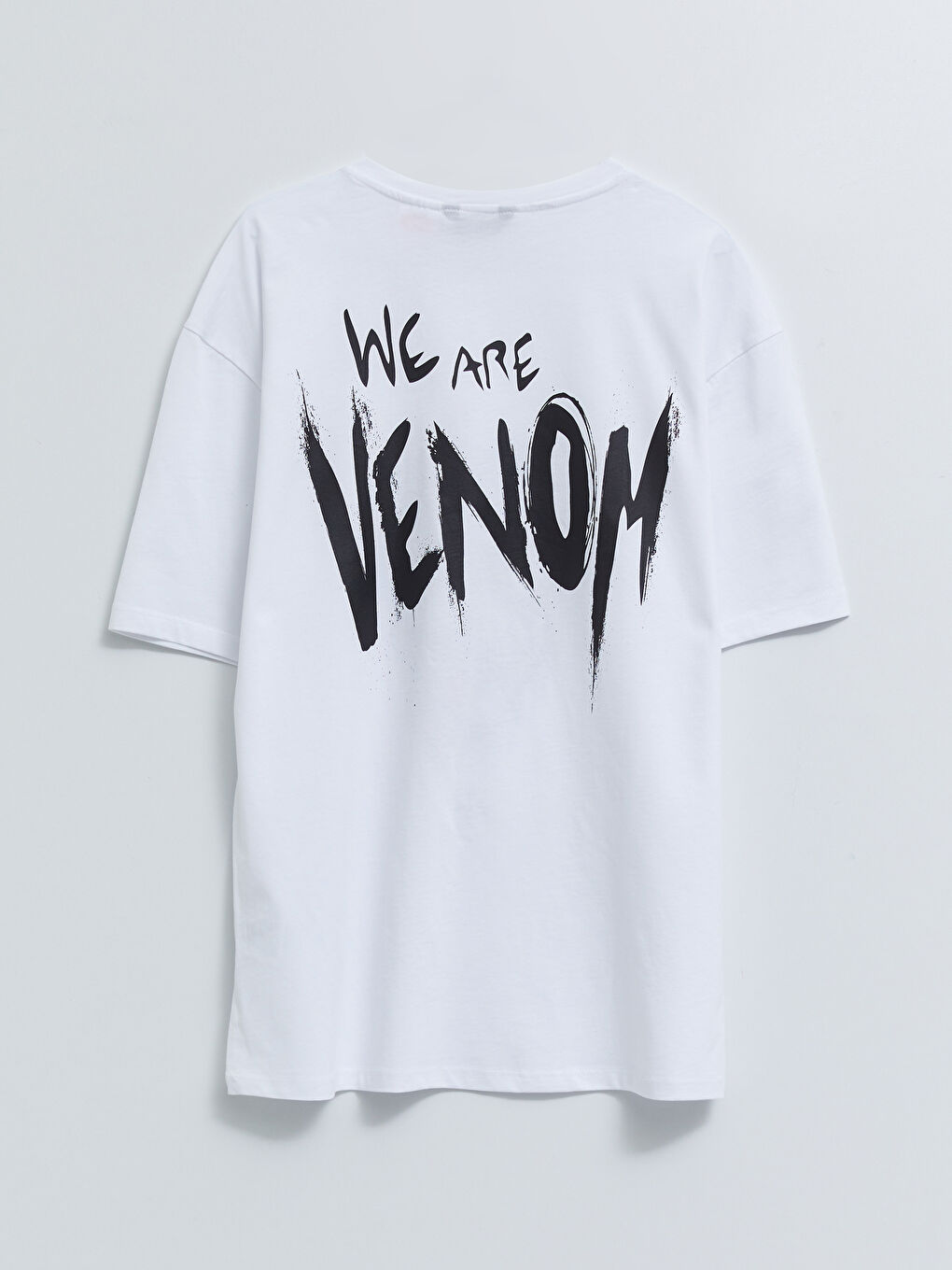 Beyaz Bisiklet Yaka Kısa Kollu Venom Baskılı Penye Erkek Tişört-6