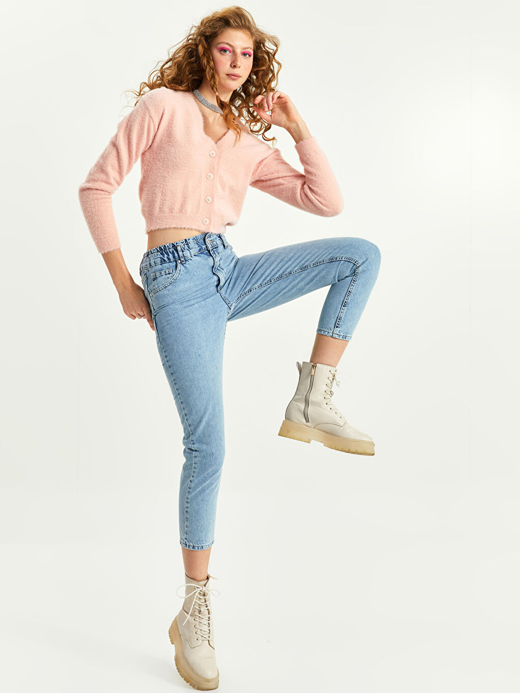 Standard Fit Regular Pocket Detailed Women's Denim Trousers-2