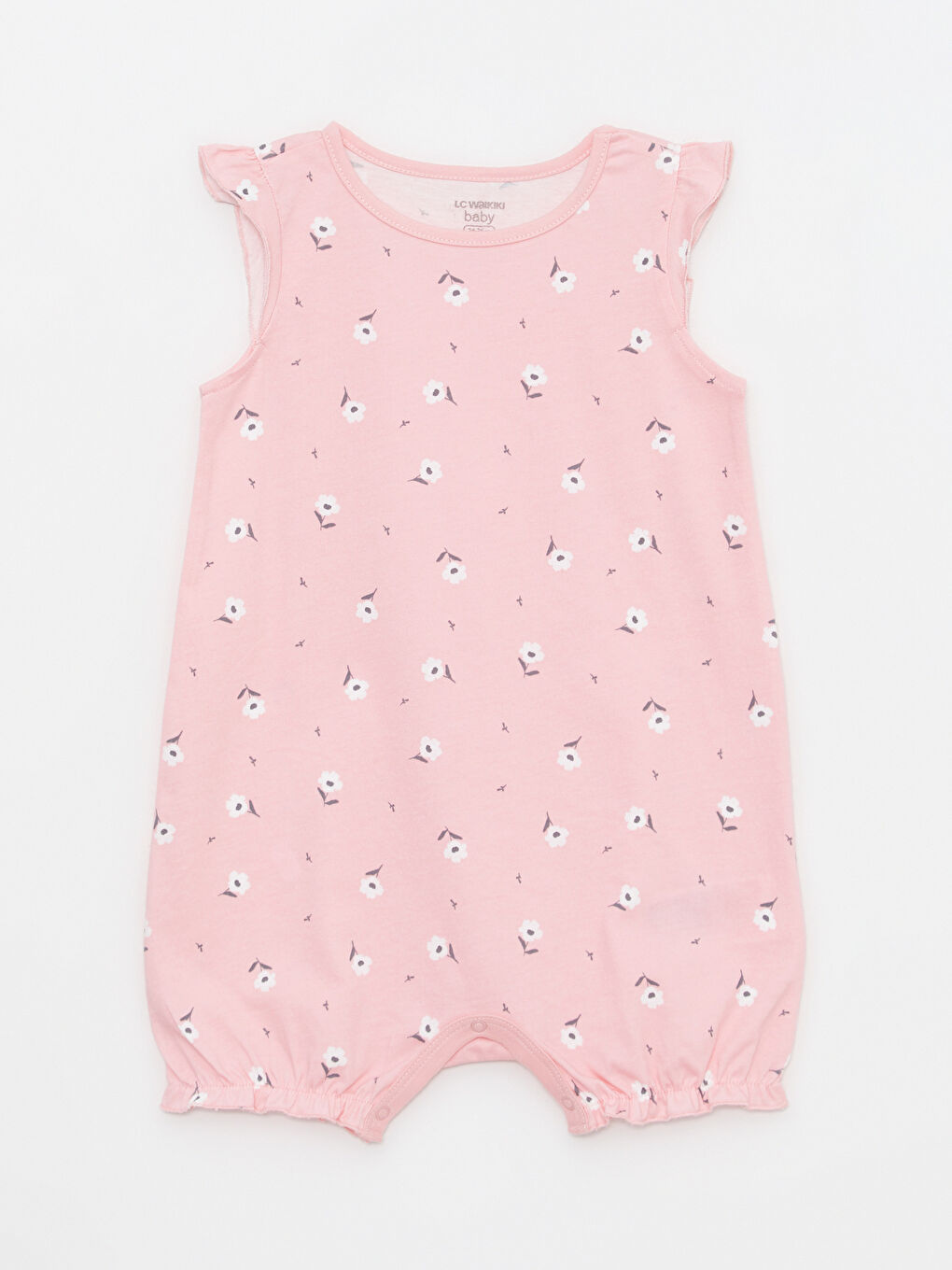 Lot de 2 Combinaisons Bébé Fille en Coton Imprimé à Col Rond et Manches Courtes-1