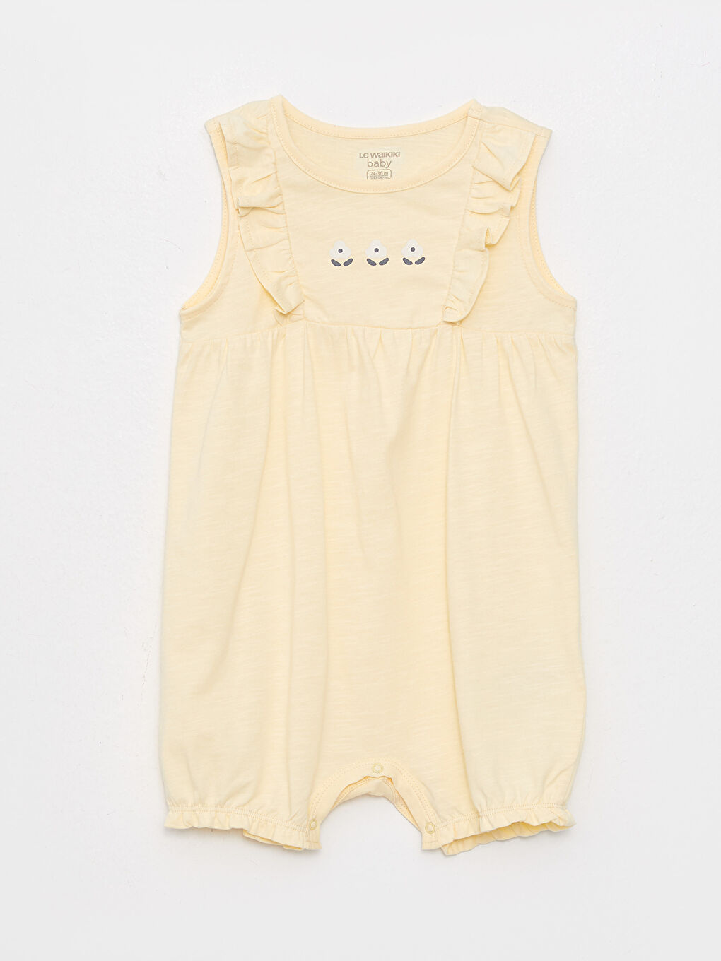 Crew Neck Printed Cotton Baby Girl Jumpsuit