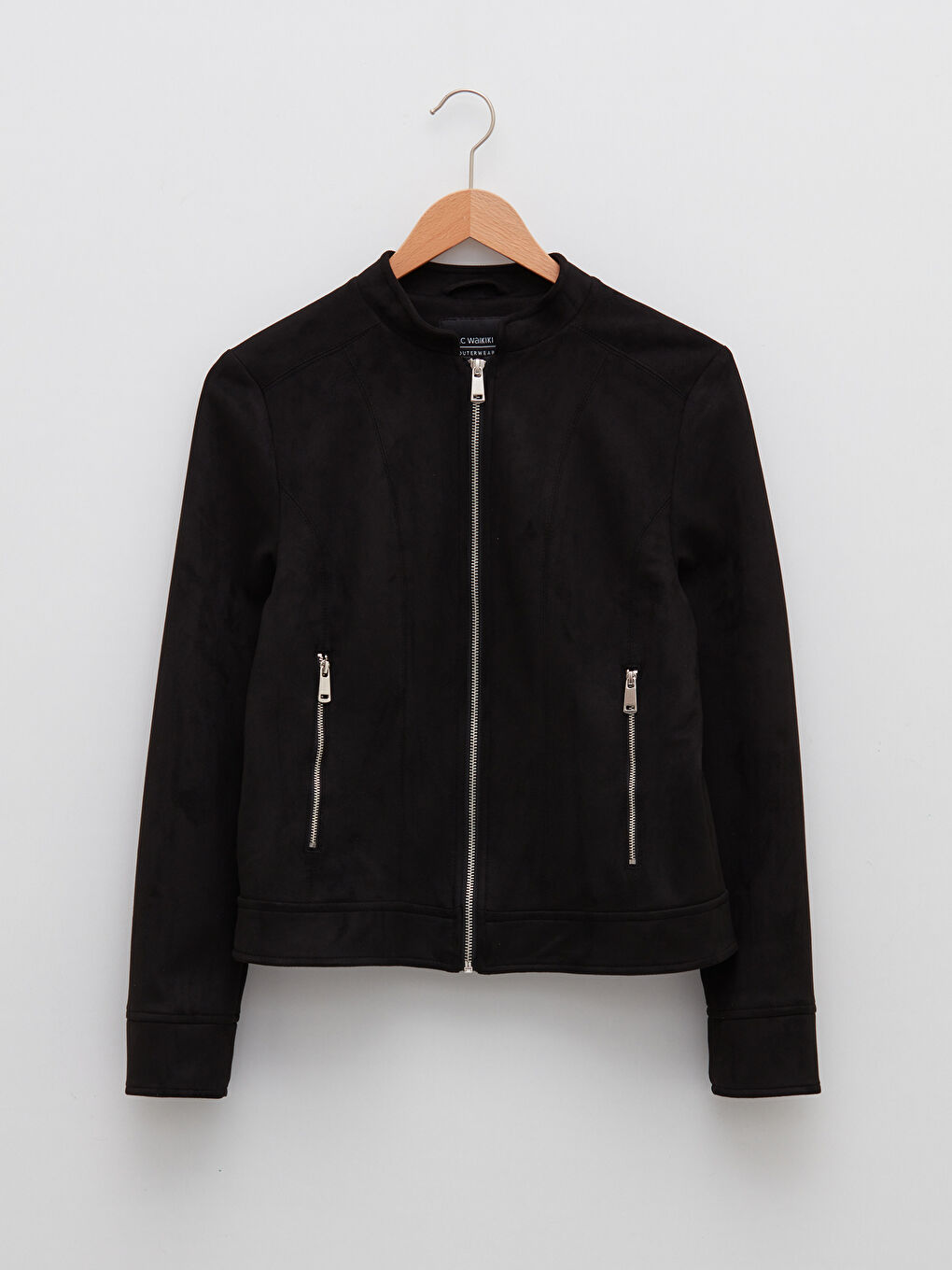 جاكيت كم طويل مستقيم بياقة قمع للسيدات-6