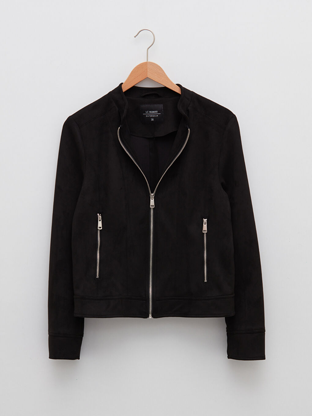 جاكيت كم طويل مستقيم بياقة قمع للسيدات-8