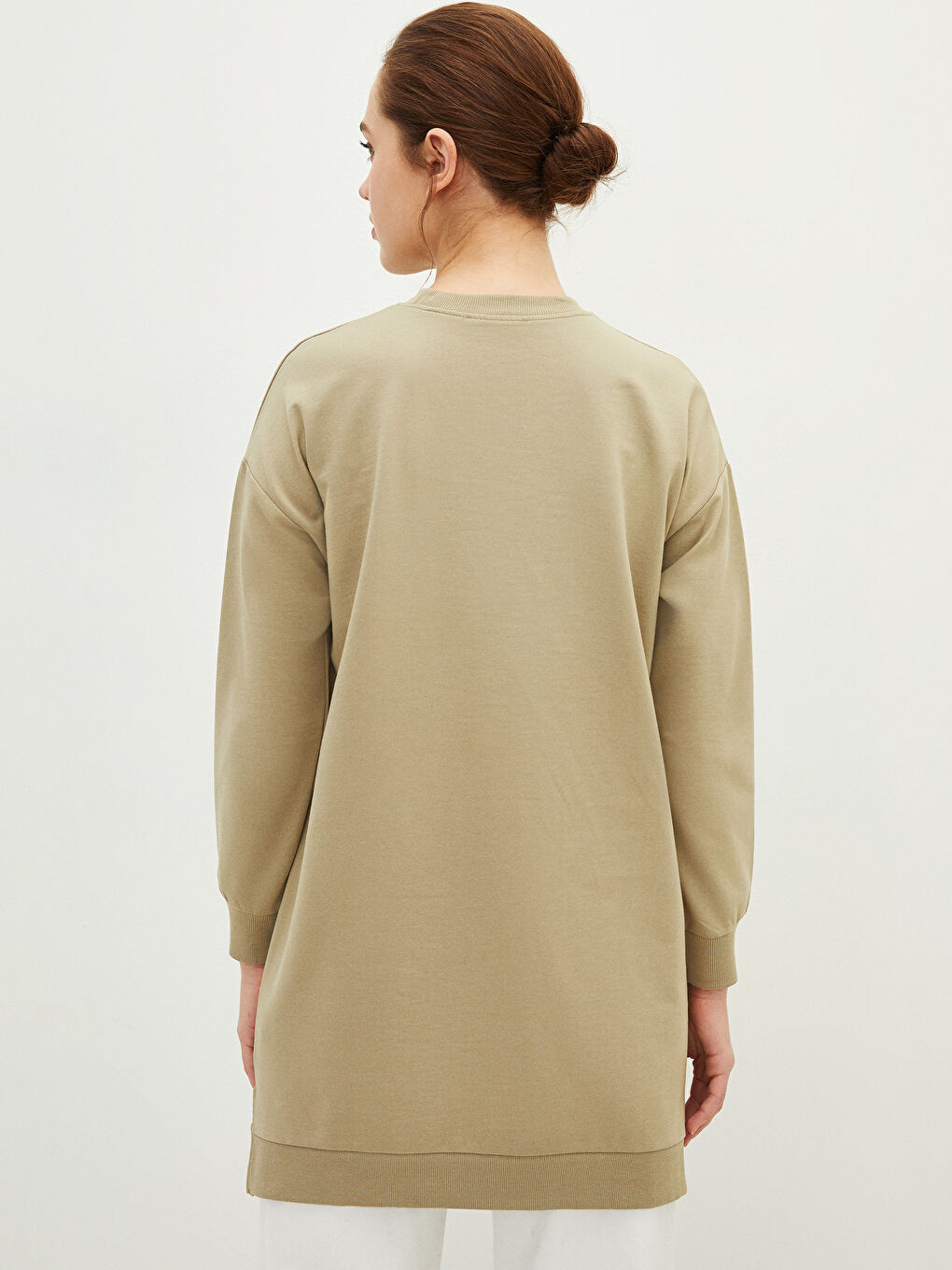 Hanorac Tunică Supradimensionată cu Mânecă Lungă și Guler Rotund Imprimat pentru Femei-5