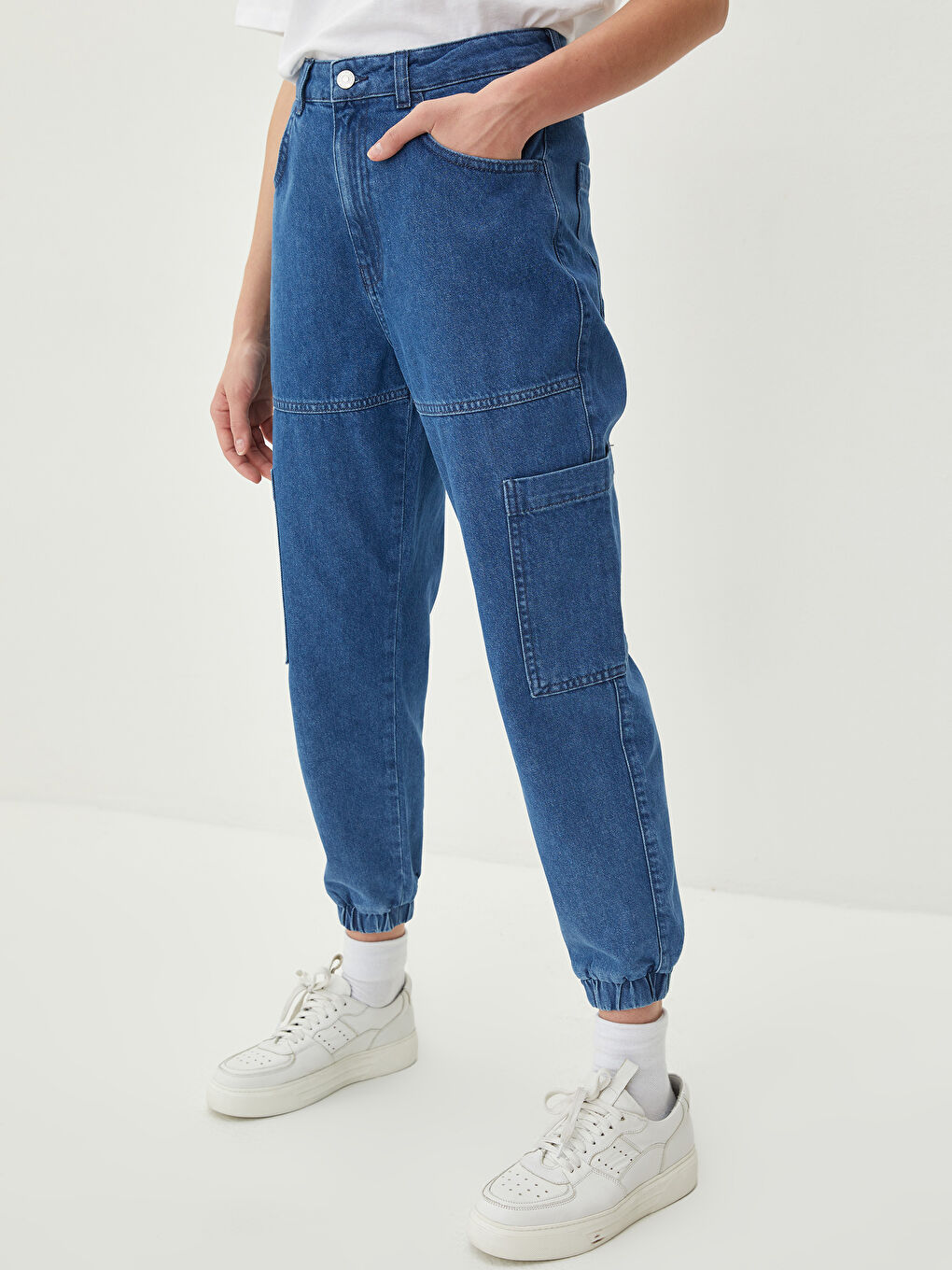 Blugi Jogger cu Talie Înaltă pentru Femei-3