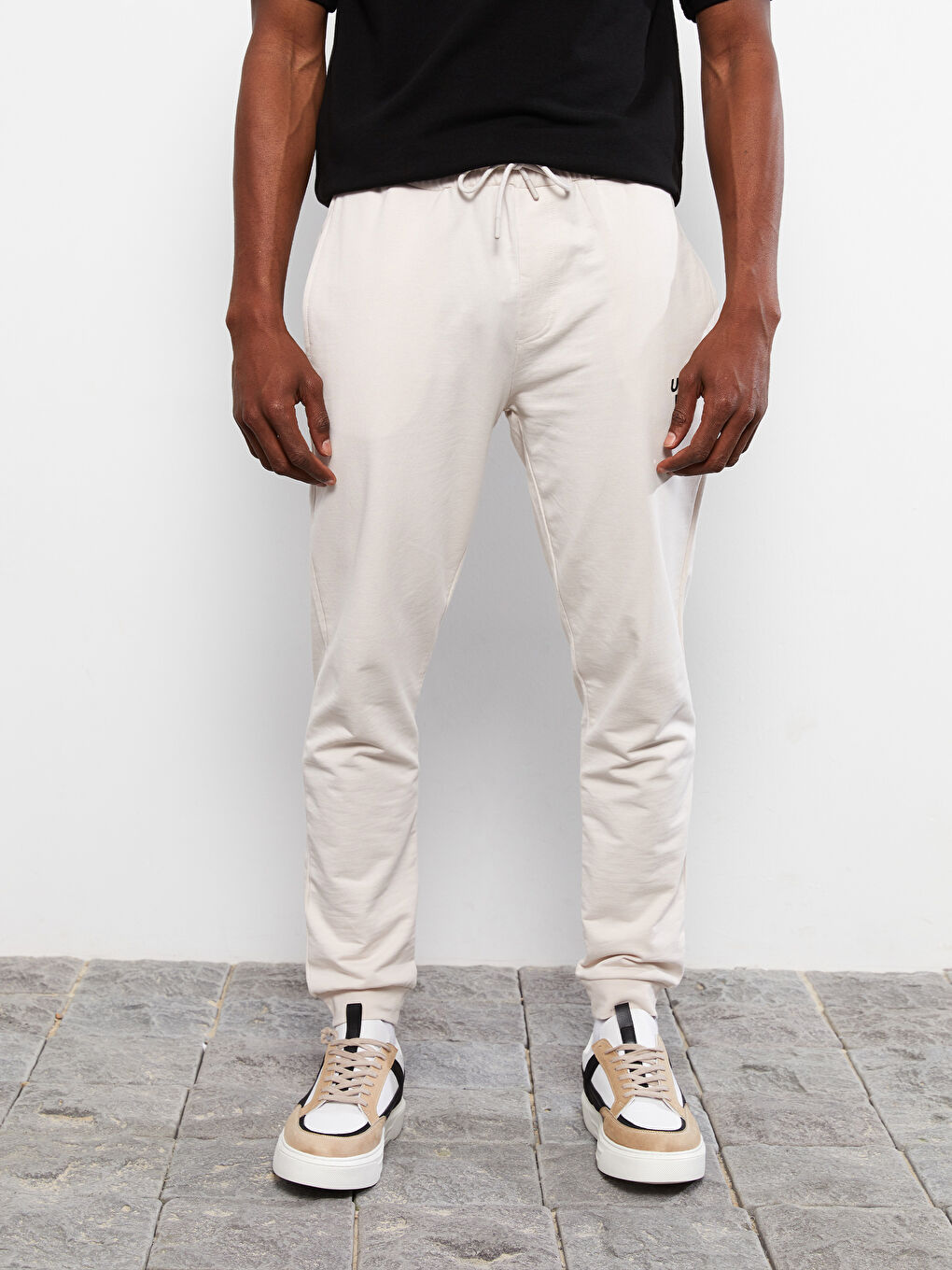 Bej Standart Kalıp Erkek Eşofman Altı-3